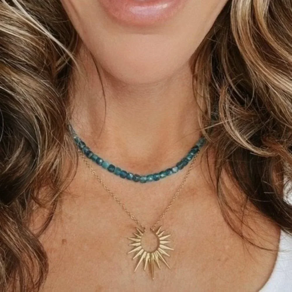 Celestial Gold Necklace WATERPROOF Sunburst Necklace Sun Statement Necklace